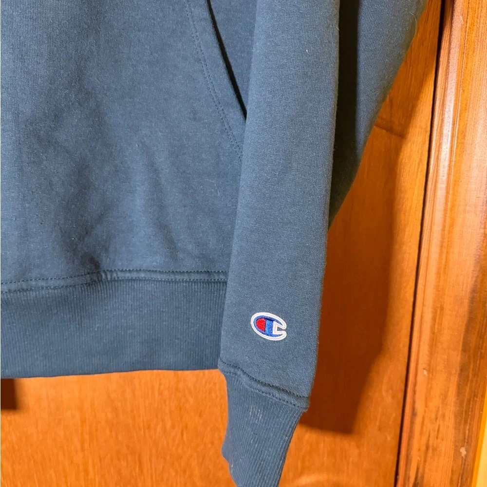 Champion Men's Teal Hoodie with Gold Logo - Picture 3 of 8